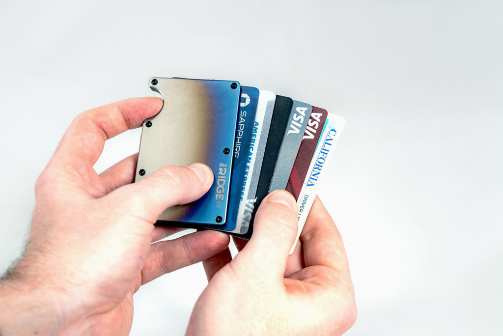Aluminum Ridge Wallet in Hand Cards Fanned