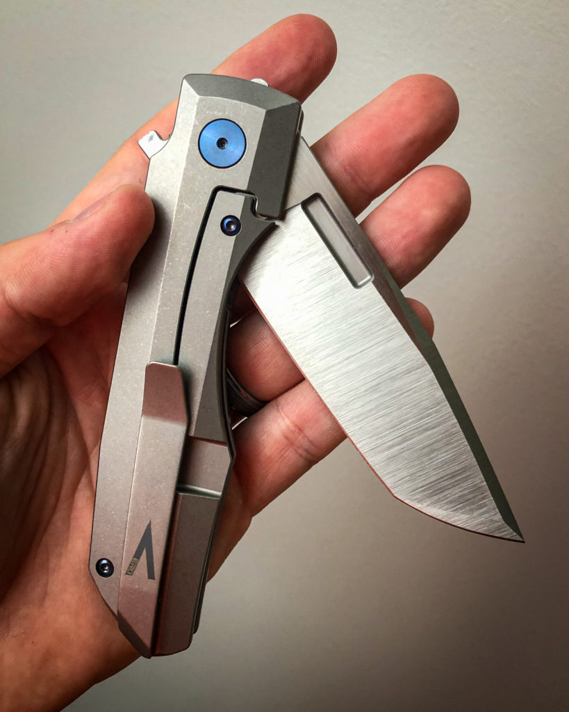 Vero Engineering Impulse Knife Open Blade in Hand