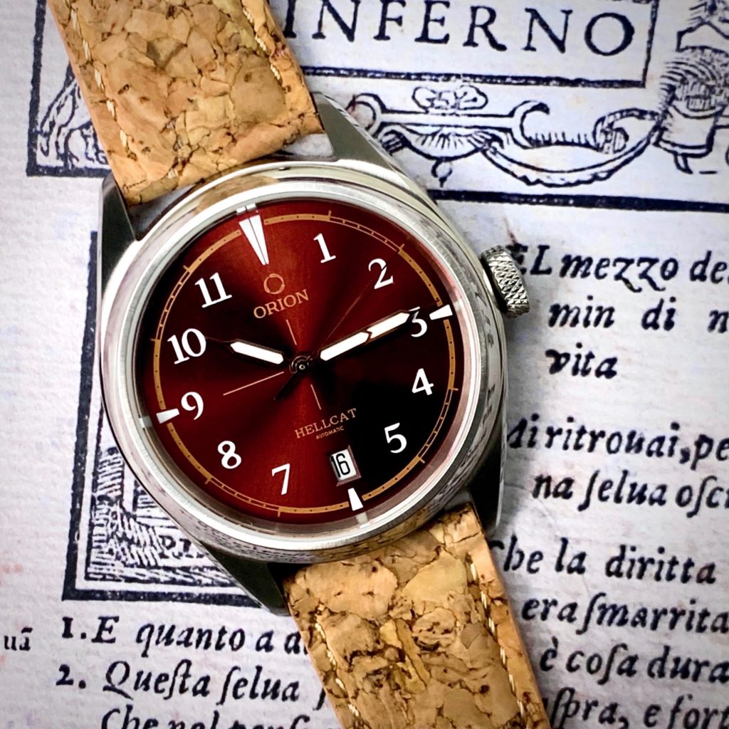 Orion Hellcat Automatic Watch in Red with Cork Straps